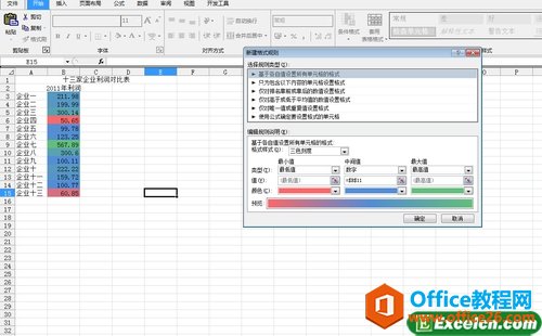 如何自定义excel2010的三色刻度颜色