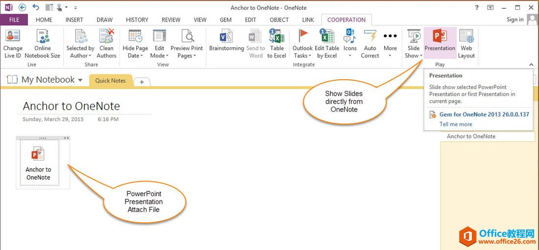 ֱӴ OneNote зӳ PowerPoint ʾĸ帽