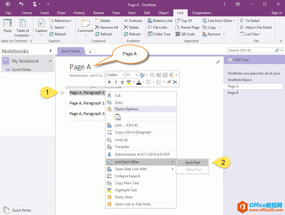 һ OneNote ҳ A С˲֡