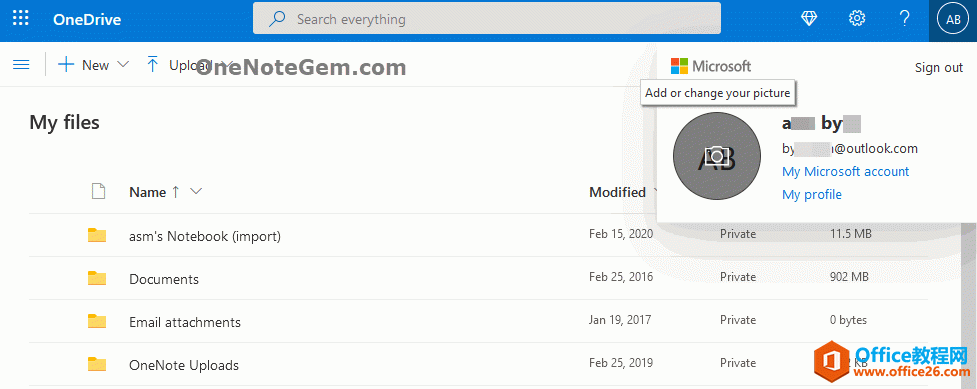 通过登录 OneDrive.com ,在里面设置账户的头像。