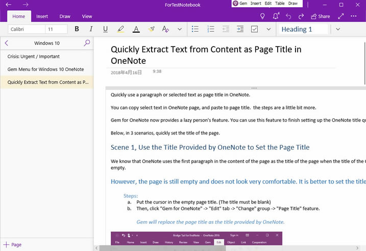 使用珍宝菜单来给 OneNote for Windows 10 创建内容标题的目录大纲。