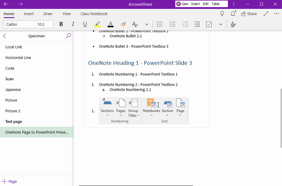 转换 OneNote内容为 PPT,标题 1 为幻灯片主题,段落为文本框。